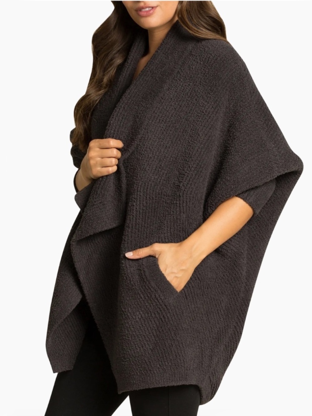 Barefoot Dreams - CozyChic Chevron Ribbed Cardi Cocoon Gray - Small Medium